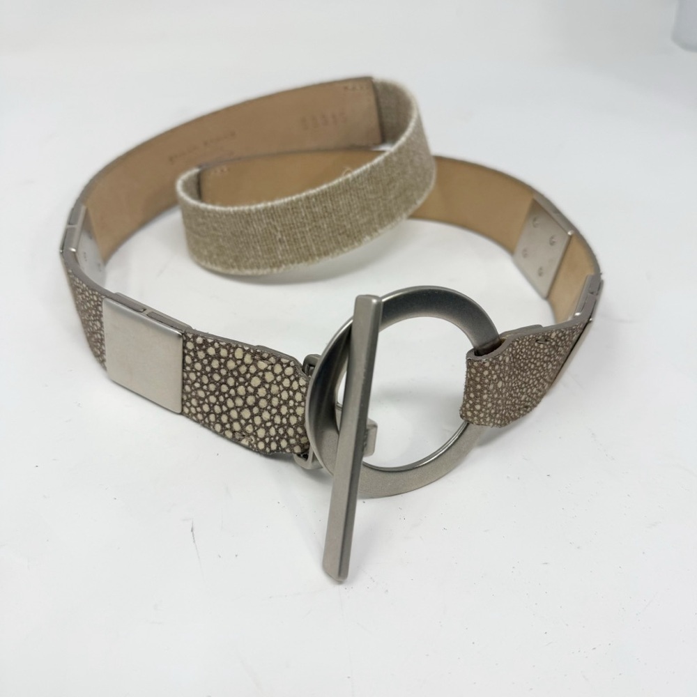 Anthropologie Textured Beige and Metallic Belt